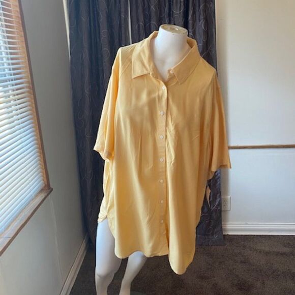 Coldwater Creek Yellow button-down short sleeves shirt, size 1X - Picture 1 of 4